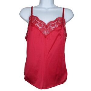 Vintage Olga Red Lace Trim Nylon Camisole Size Small 32 Made In USA